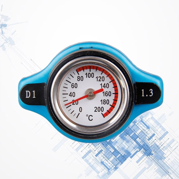 HEANUJJ Blue Radiator Tank Cover with Thermostatic Temp Gauge for Vehicle Use