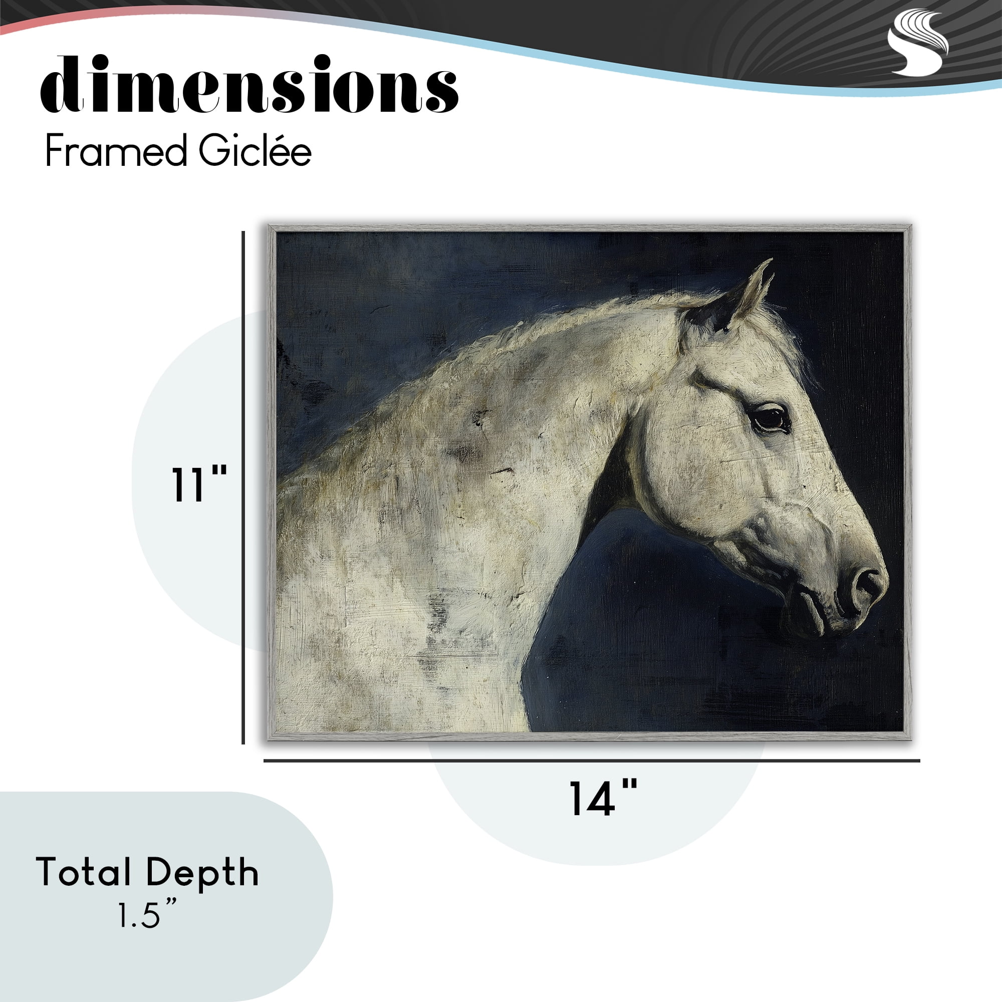 Stupell Industries Equine On The Blue Night Gray Framed Giclee Art, design by Svetlana Aleynikova