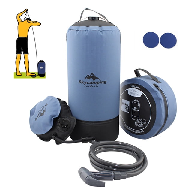 Amdohai 11L PVC Pressure Shower with Foot Pump Lightweight Outdoor Inflatable Shower Pressure Shower Water Bag For Outdoors Beach Camping Hiking Bathing