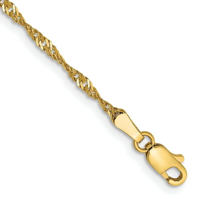 14k Yellow Gold 8 Inch 1.70mm Singapore Chain Bracelet