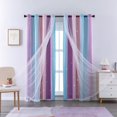 thumbnail image 3 of Cortina XiDi Rainbow Pink Púrpura 86 x 244 cm con estampado de estrellas, 3 of 7