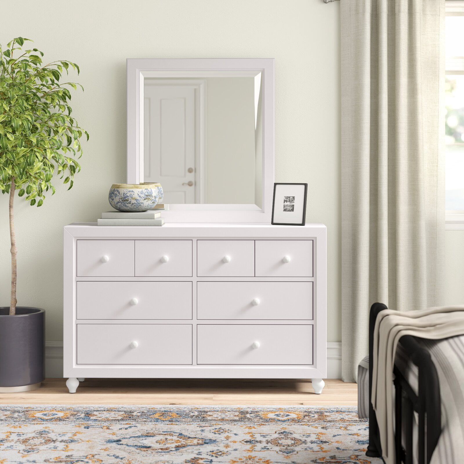 Kennell 6 Drawer Double Dresser with Mirror, Assembled, Adult Assembly