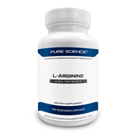 Pure Science L-Arginine Supplements 750mg - Improve Coronary & Cardiovascular Health, Improve Immune Function, Blood Flow & Physical Performance - 100 Vegetarian Capsules of L-Arginine