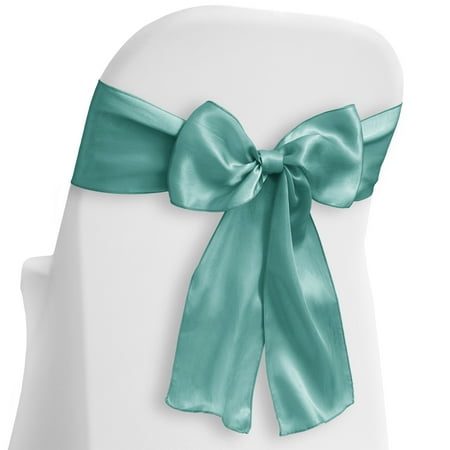 

Lann s Linens - 10 Elegant Satin Wedding/Party Chair Cover Sashes/Bows - Ribbon Tie Back Sash - Turquoise