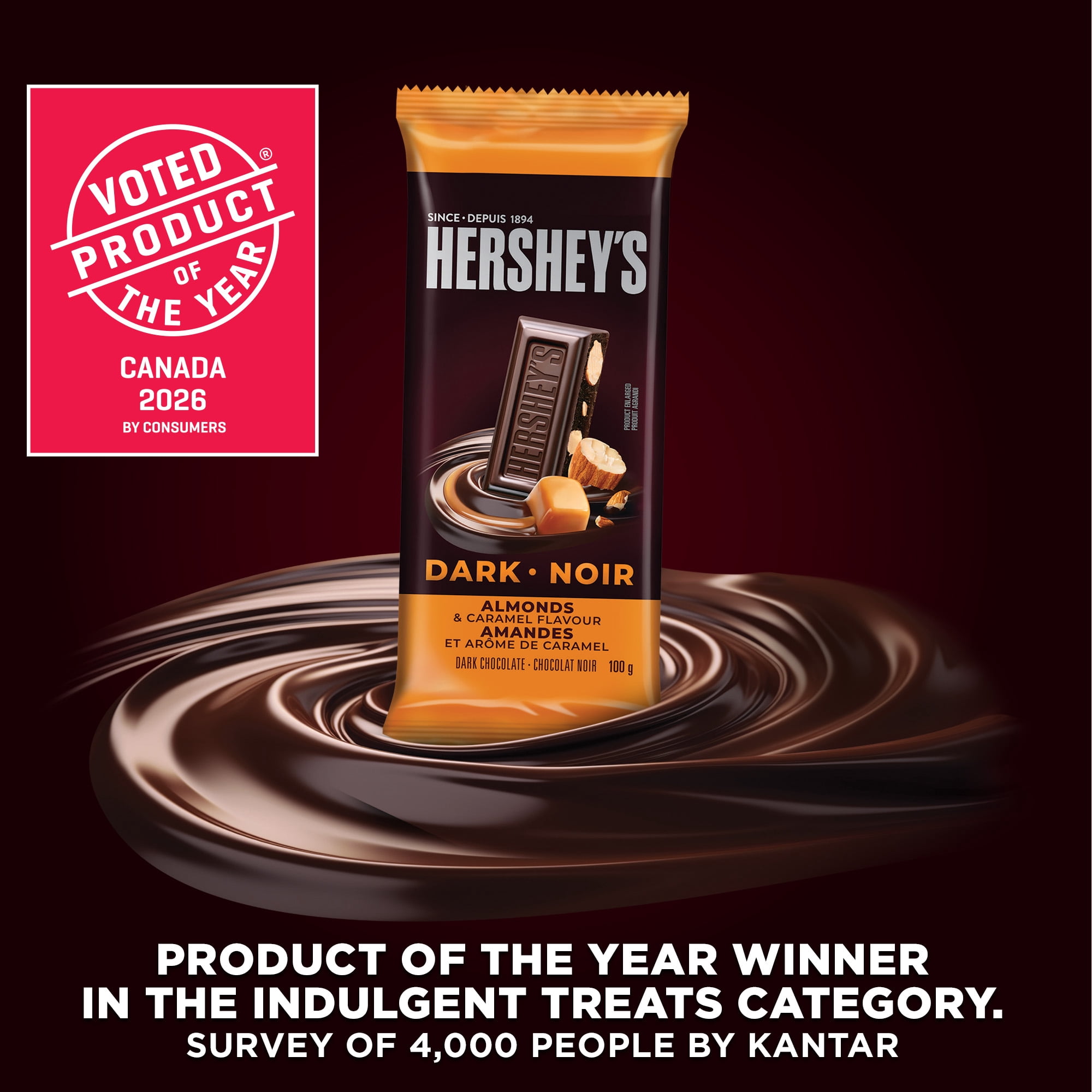 HERSHEY'S Signature Dark Almonds & Caramel Bar 100g