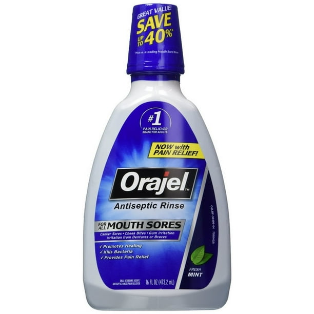 Orajel Antiseptic Mouth Sore Rinse 16 oz (Pack of 2)