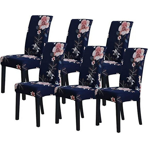 NAMZI Chair Covers for Dining Room 6 Pack Dining Kitchen Chair Cover Set of 6,Stretchable Parson Chair Covers Slipcover(6 Pack,Printed Flower Pattern)
