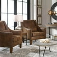 thumbnail image 5 of Maklaine 19" Transitional Fabric & Wood Arm Chair with Nailheads in Brown, 5 of 6