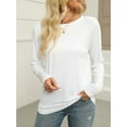 thumbnail image 3 of Women Long Sleeve Crew Neck Slim Fit Stretchy Layer T Shirts Tops, 3 of 6
