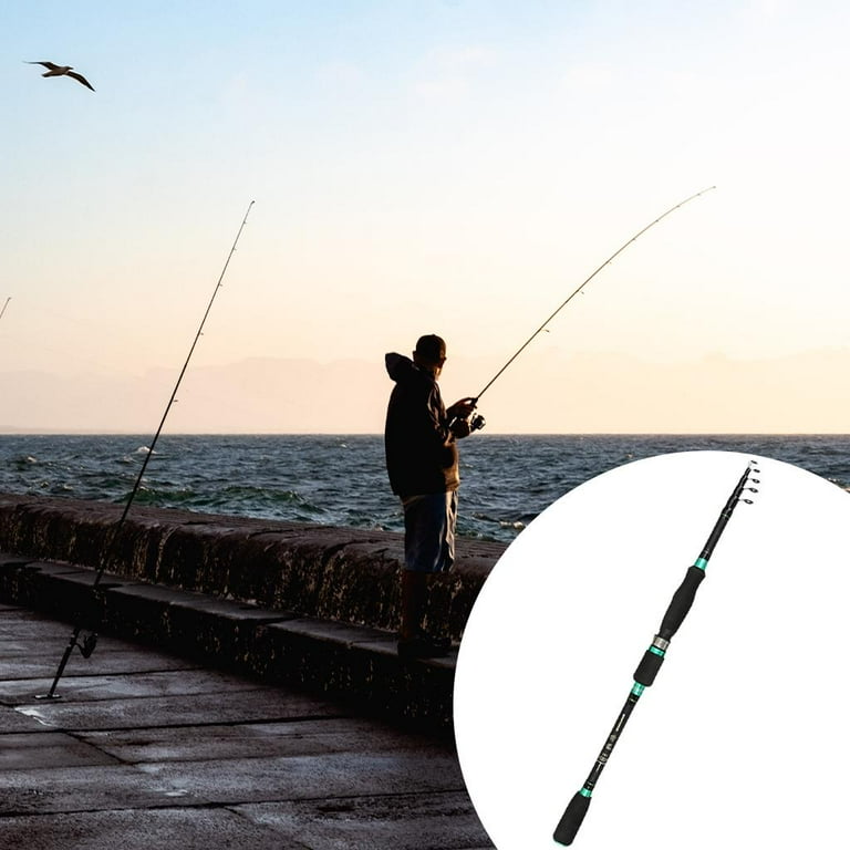 Telescopic Fishing Rod Saltwater Carbon Fishing 5.9ft/6.89ft/7.87ft/8.86ft Carp  Feeder Rod for Boat Rock - Black, 2.1m Straight 