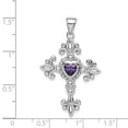 thumbnail image 2 of 925 Sterling Silver Rhodium-plated w/Amethyst Cross Pendant / Charm, 2 of 2