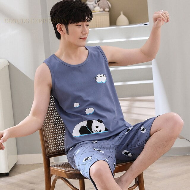 Men's Cartoon Picture Graphic T-shirt Shorts Set For Summer