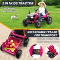 thumbnail image 6 of Joyracer 24 Volt Ride on Toys, Ride on Tractor w/ Tiltable & Detachable Trailer, 2x200W Power Car Wheels for Kids, Remote Control, Bluetooth, Shifter, Music, Pink, 6 of 11