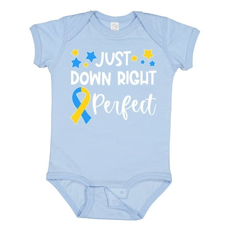 

Inktastic Just Down Right Perfect Down Syndrome Awareness Ribbon Gift Baby Boy or Baby Girl Bodysuit