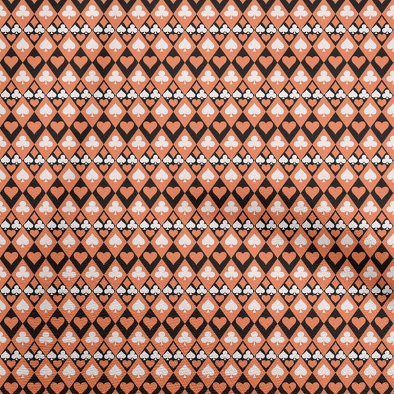 oneOone Cotton Flex Orange Fabric Poker Card Quilting Supplies Print Sewing Fabric By The Yard 40 Inch Wide