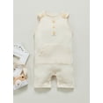 thumbnail image 2 of Baby Girls Boys Romper Infant Solid Color Button Pockets Sleeveless Jumpsuit, 2 of 9