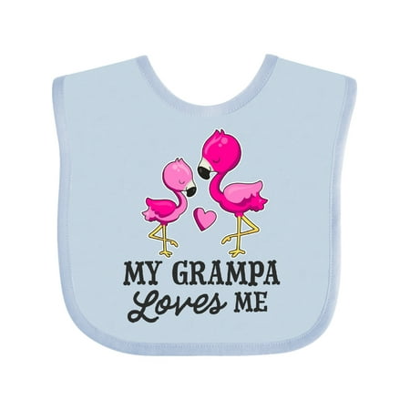 

Inktastic My Grampa Loves Me with Two Flamingos Gift Baby Boy or Baby Girl Bib