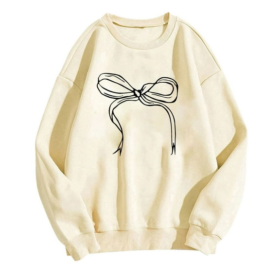 HomeGardon Womens Sweatshirt Graphic Hoodies Women's Fashion Long Sleeve Round Neck T-Shirt Printing Loose Blouse Hoodless Sweatshirts,S-XXL