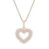 Cubic Zirconia Pave Open Heart Cable Chain Necklace in Rose Gold over Sterling Silver