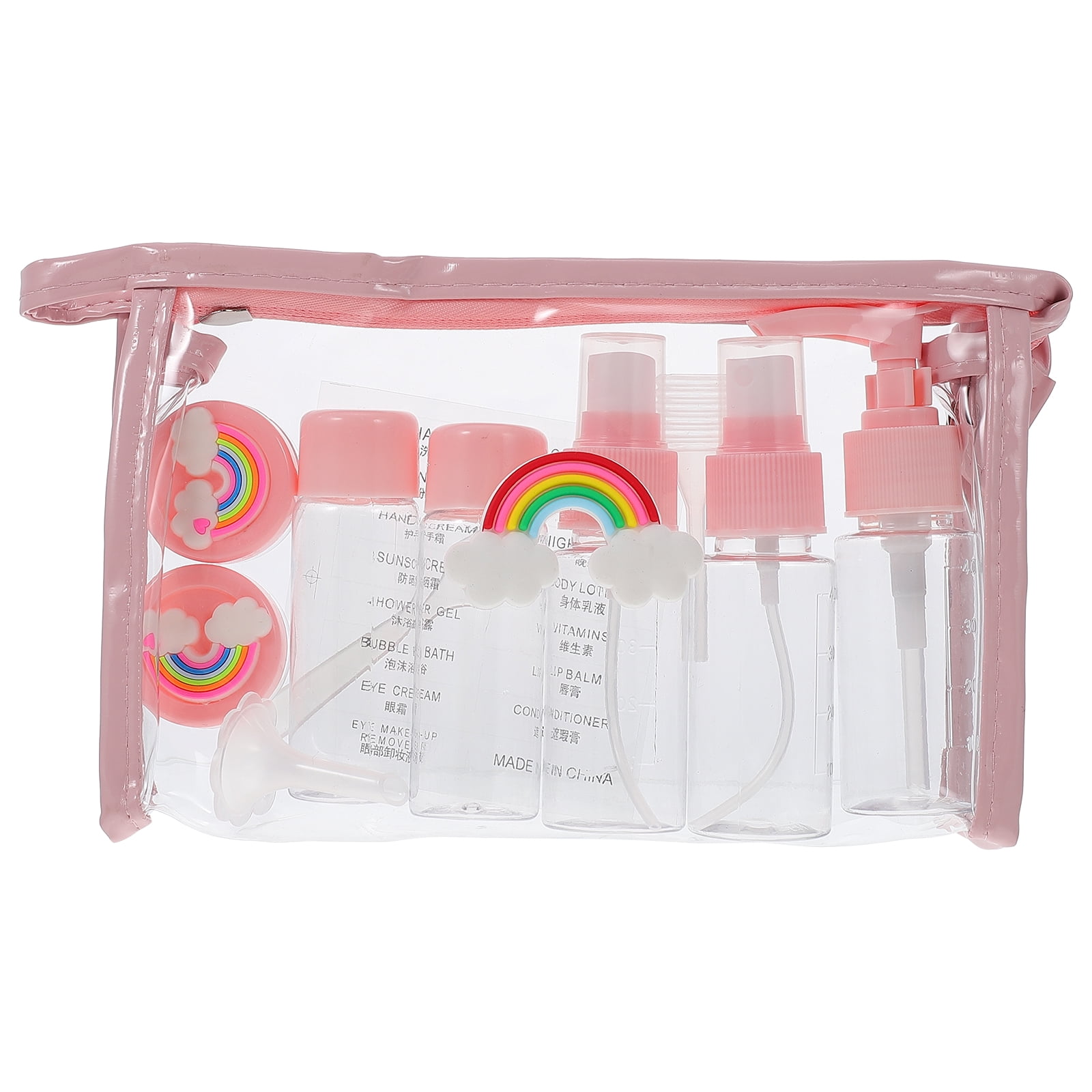 ROMANSENTIAL Durable Travel Bottle Kit Pink PP Material for Gym and Hotel Use