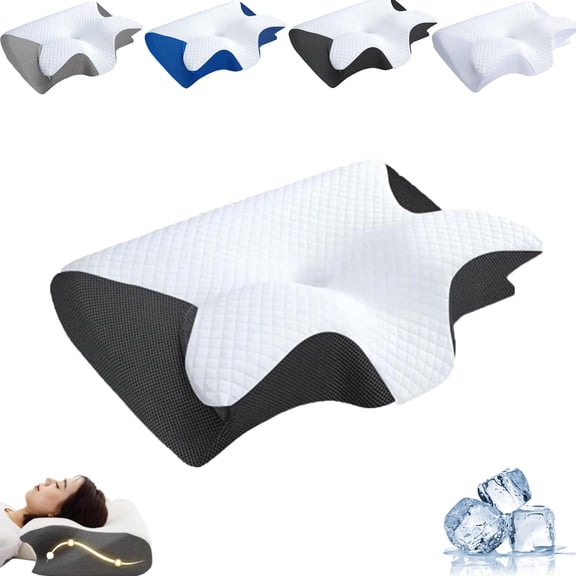 Doreve Cloudfaser Pillow, Memory Foam Cervical Pillow, Ergonomic Orthopedic Contour, for Side, Back and Stomach Sleepers (Black)
