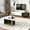 White, variant on TV Stand and Coffee Table Set, Modern Light Luxury Media Console and 2-Piece Coffee Table Set, Black with Wood Grain and Gold Accents for Living Room