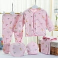 thumbnail image 2 of Caqnni Preemie Baby Boy Girl Clothes Baby, 5-Piece Set ,-3 Months 5PCS Tops+Hat+Pants Set Baby +Bib+Sock Comfort Soft Gifts Layette Set, 2 of 8