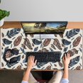 thumbnail image 4 of Long Mouse Pads for Desk,Blue and Brown Feather Pattern Desk Mats on Top Of Desks, Desk Mouse Pad Extra Large with 3mm Non-Slip Base and Stitched Edge for Gaming,Office,Work,Home 47.3"x23.6", 4 of 6