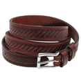 thumbnail image 4 of Orion Leather 1 1/8 Embossed Chestnut Bridle Leather Belt Made In USA, 4 of 4