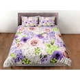 thumbnail image 3 of Rosas púrpuras y rosas Juego de Funda Nórdica Colorido Colcha, Floral Dormitorio Ropa de cama, 3 of 4