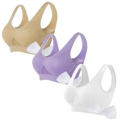 LUOGENLI Women s Bras for Older Women Womens Seamless Bras No Underwire Scalloped Push up Bras Soft Wireless Comfort Bralettes Full Coverage Everyday Bra Women Bralette Lace M