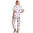 thumbnail image 4 of DAKIMOE Silk Satin Pajamas Set for Women Two-Piece Short Sleeve Shirt with Long Pajama Pant Set Soft Button Down Loungewear Nightwear Pjs Sleepwear for Women, 4 of 9