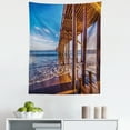 thumbnail image 1 of Beach Tapestry, Californian Coastal Seascape Photo of Malibu Pier Scenery Sandy Bay, Fabric Wall Hanging Decor for Bedroom Living Room Dorm, 5 Sizes, Dark Yellow Blue and Plum, by Ambesonne, 1 of 1