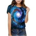 thumbnail image 4 of Galaxies Unisex T-Shirt Girls 3D Print Crew Neck Graphic Tees Short Sleeve Summer Starry Sky T Shirts Blue， 5 Years, 4 of 7