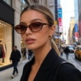 thumbnail image 6 of sususu Retro Oval Sunglasses for Women Vintage 90s Y2K Trendy Designer Sun Glasses Brown1, 6 of 7