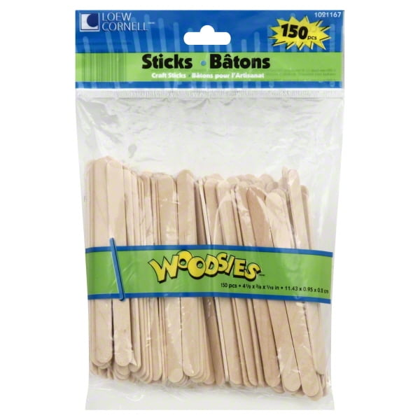 Woodsies Natural Craft Sticks, 4.5", 150pk