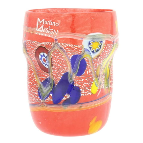 GlassOfVenice Murano Glass Modern Art Tumbler - Red