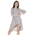 thumbnail image 1 of Inkmeso Printed Round Neck Cotton Dresses For Womens Asymmetrical Hem Short MiniDress, 1 of 7