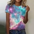 thumbnail image 2 of Save On 3D Galaxy T-Shirts for Women Universe Graphic Tees Short Sleeve Shirts Casual Cotton Tunic Tops Crew Neck Blouses Teen Girls Clothes Vacation Party Going Out Outfits, 2 of 4