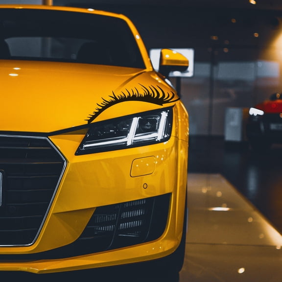 BESTONZON 2Pairs Car Headlight Eyelash Stickers Black Reflective Pet Material Vehicle Body Decal