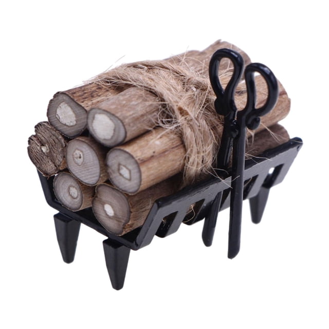1:12 Casa de muñecas Pila de leña Estante para leña Accesorio Escena de vida Jardín Césped Chimenea Mini Disposición de decoración de leña al aire