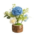 thumbnail image 2 of Artificial Flowers,Hand Woven Rose Ornament Log Base Wool Flower Desktop Home Decoration Small Ornament Desktop Decoration Souvenir Multi Color Optional, 2 of 7