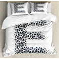 thumbnail image 1 of Letter E Duvet Cover Set Queen Size, Balls with Hexagon Motifs Classic Sporting Equipment Theme Alphabet Letter, Decorative 3 Piece Bedding Set with 2 Pillow Shams, Black and White, by Ambesonne, 1 of 3