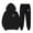 Black, variant on Wyzesi White Sweatshirts Off The Shoulder Women's Two Piece Pants Set with Cute English Print Long Sleeve Hooded Sweatshirt