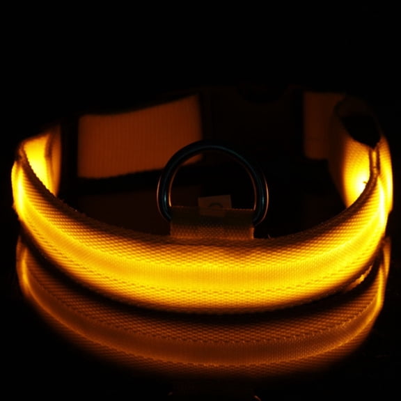 LED Dog Collar Glow Necklace Lighted Nylon Pet Collar (Yellow, XS): Adjustable, Rain Resistant, Perfect for Night Safety and Stylish Appearance. (Fit Neck: 11.0-15.0 in)