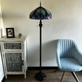 thumbnail image 3 of Tiffany Floor Lamp Blue Liaison Stained Glass LED Bulbs Included for Living Room Bedroom 16"W*16"D*64"H, 3 of 4
