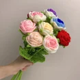 thumbnail image 2 of Handmade Crochet Flower Bouquet - Realistic Knitted Roses Gift for Mother's Day Valentine's Birthday Home Decor - Red DIY Yarn Floral Arrangement Women's Day Present for Mom Wife Girlfriend - 1Pc, 2 of 7