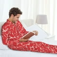 thumbnail image 6 of Lsque Beef2 Pattern Long Sleeve Pajama Set for Men - Soft 2-Piece Sleepwear and Loungewear Set with Pockets, Comfy Nightwear-Medium, 6 of 7