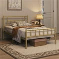 Yaheetech Metal Bed Frame with Headboard & Footboard,Twin XL,Antique