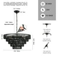 thumbnail image 3 of 8-Light Pendant Light, Boho 23.6 Inch Tiered Hemp Rope Transitional Chandelier, Dimmable, Adjustable Height Black, 3 of 8